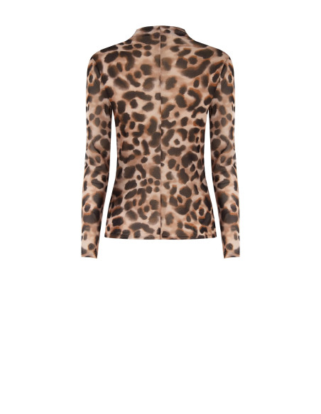 Nauwsluitende coltrui-top van mesh met luipaardprint Rinascimento