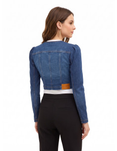 Cropped spijkerjasje met asymmetrische knoopsluiting Rinascimento 2