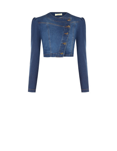 Cropped spijkerjasje met asymmetrische knoopsluiting Rinascimento