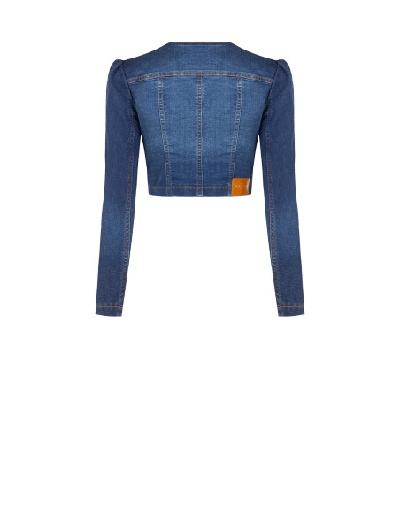 Cropped spijkerjasje met asymmetrische knoopsluiting Rinascimento