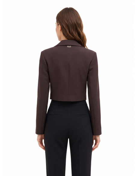 Cropped blazerjasje van viscosemix met asymmetrische sluiting Rinascimento