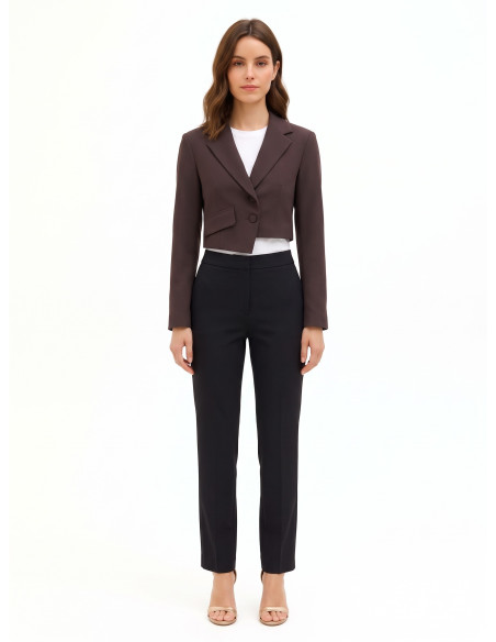 Cropped blazerjasje van viscosemix met asymmetrische sluiting Rinascimento