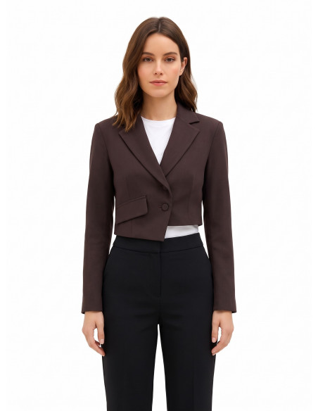 Cropped blazerjasje van viscosemix met asymmetrische sluiting Rinascimento
