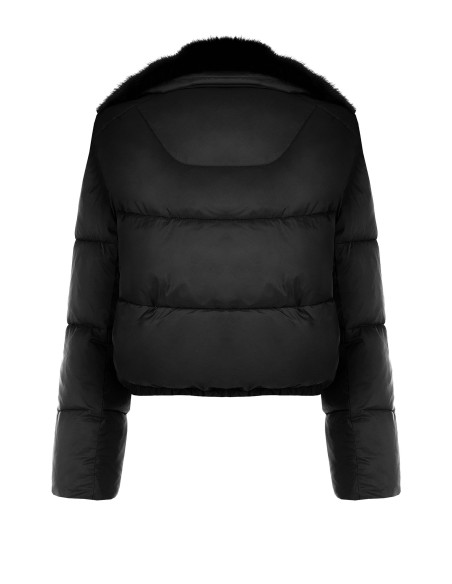 Cropped donsjas met afneembare kraag van imitatiebont Rinascimento
