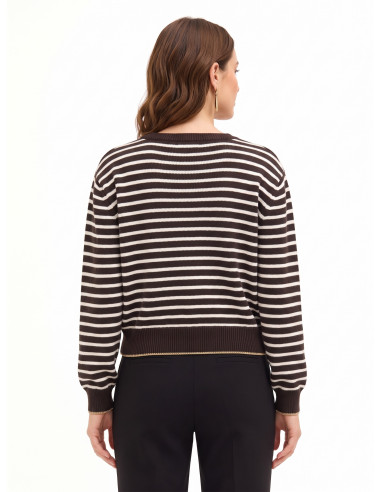 Gestreepte trui van een mix van viscose en wol met lurex aan de boorden Rinascimento