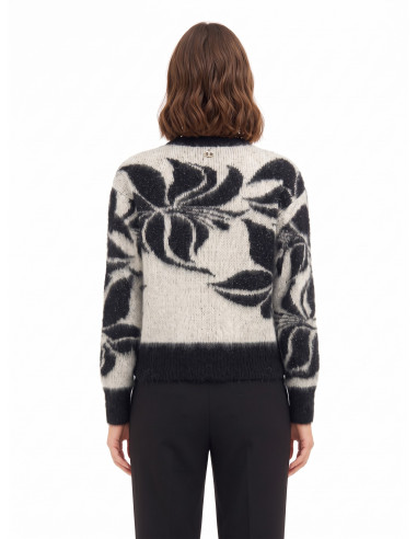 Trui van een mohairmix en lurex met een groot bloemenmotief Rinascimento