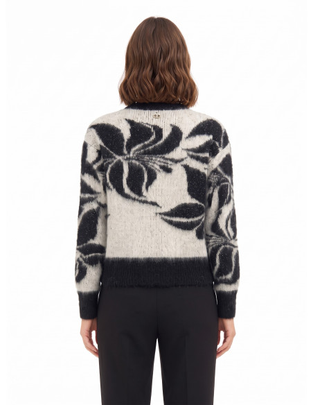 Trui van een mohairmix en lurex met een groot bloemenmotief Rinascimento