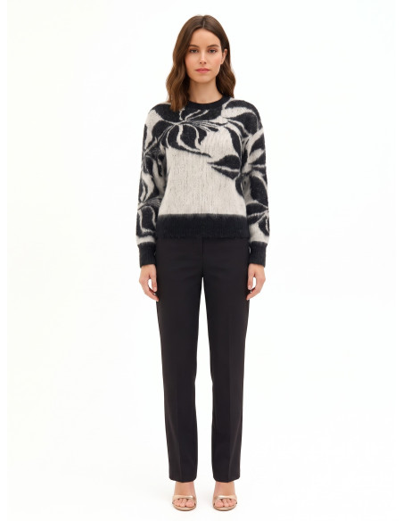 Trui van een mohairmix en lurex met een groot bloemenmotief Rinascimento