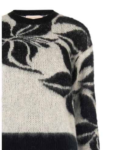 Trui van een mohairmix en lurex met een groot bloemenmotief Rinascimento