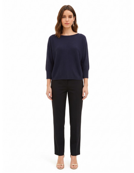 Oversized trui van viscosemix met boothals Rinascimento