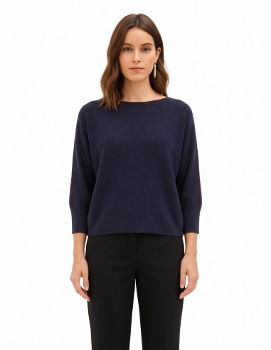 Oversized trui van viscosemix met boothals Rinascimento