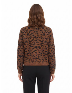 Trui met luipaardprint van een viscose-wolmix met kristallen Rinascimento 2
