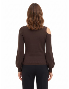 Lichte trui van viscosemix met asymmetrische halslijn en boorden met lurex Rinascimento 2