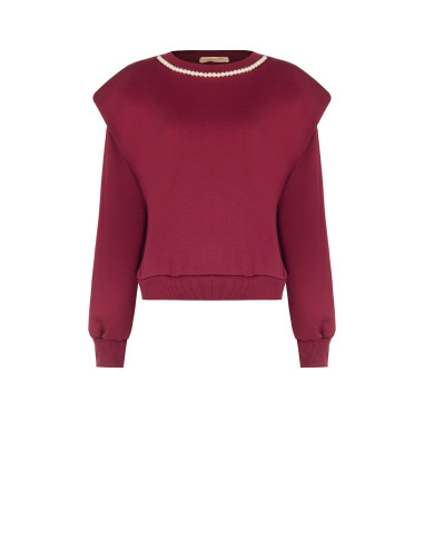 Oversized katoenen sweater met afneembare parelketting Rinascimento