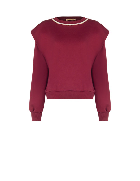 Oversized katoenen sweater met afneembare parelketting Rinascimento