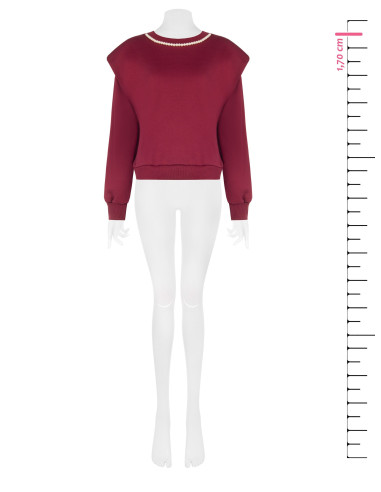 Oversized katoenen sweater met afneembare parelketting Rinascimento