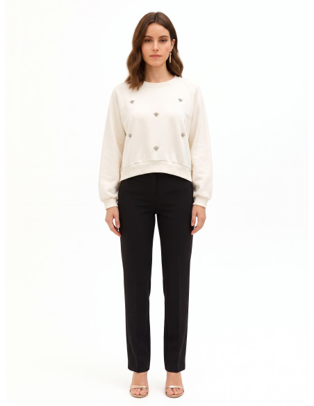 Korte oversized sweater met cabochon-kristallen Rinascimento