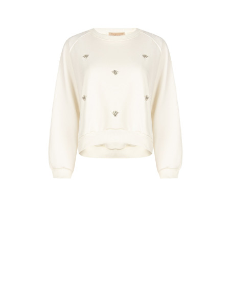 Korte oversized sweater met cabochon-kristallen Rinascimento