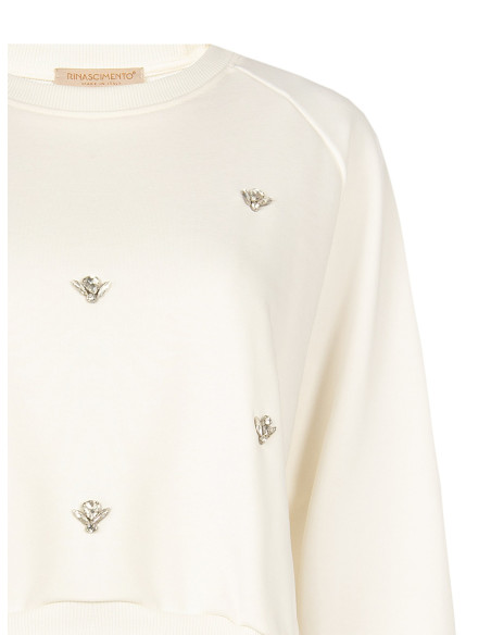 Korte oversized sweater met cabochon-kristallen Rinascimento