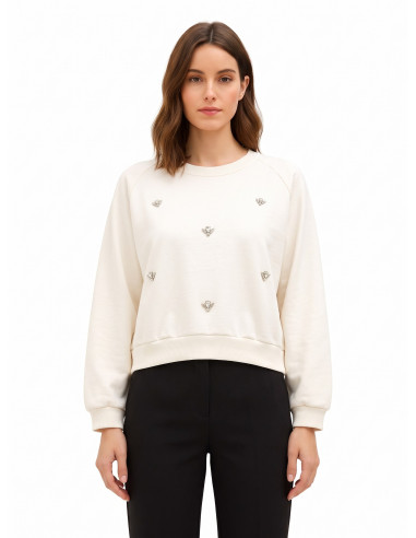 Korte oversized sweater met cabochon-kristallen Rinascimento