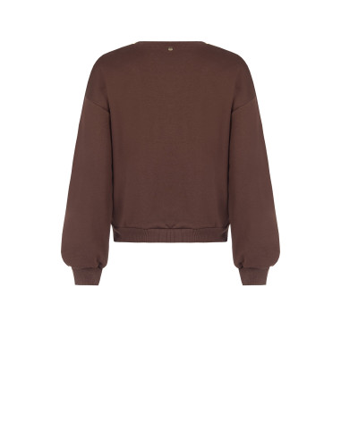 Regular katoenen sweater met applicatie van maxi-pailletten Rinascimento