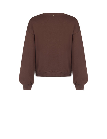 Regular katoenen sweater met applicatie van maxi-pailletten Rinascimento