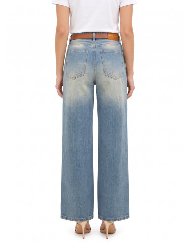 Wide-legjeans met versleten effect, lichte wassing Rinascimento