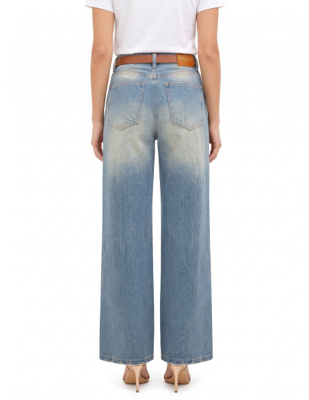 Wide-legjeans met versleten effect, lichte wassing Rinascimento