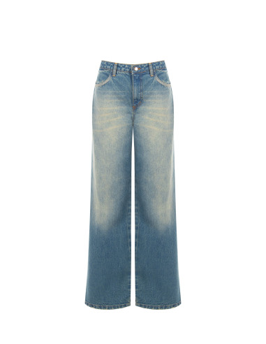 Wide-legjeans met versleten effect, lichte wassing Rinascimento