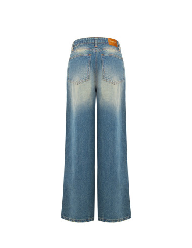 Wide-legjeans met versleten effect, lichte wassing Rinascimento