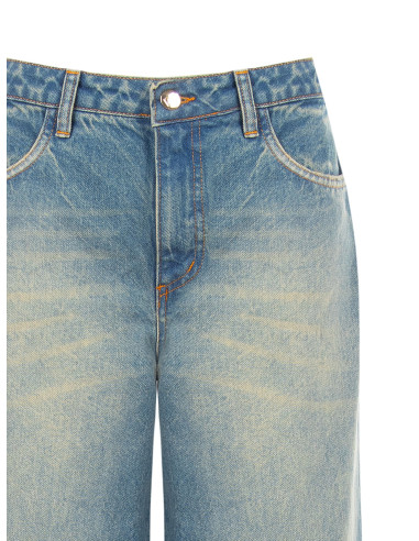 Wide-legjeans met versleten effect, lichte wassing Rinascimento
