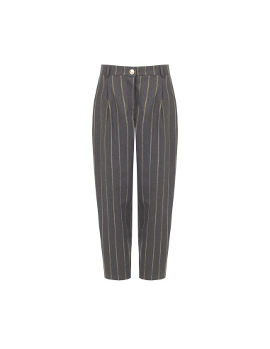 Gestreepte katoenen broek met plooien Rinascimento
