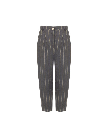 Gestreepte katoenen broek met plooien Rinascimento