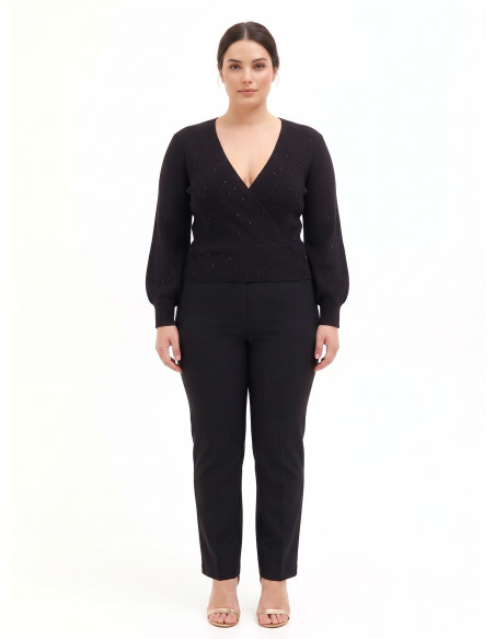 Curvy trui met gekruiste V-hals en minipailletten Rinascimento Curvy
