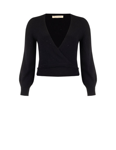Curvy trui met gekruiste V-hals en minipailletten Rinascimento Curvy