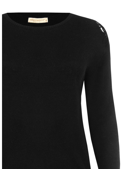 Getailleerde curvy trui met gehaakt detail op de schouder Rinascimento Curvy