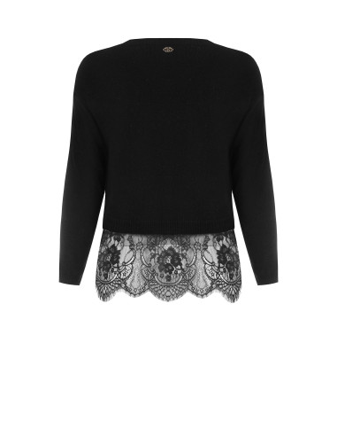 Curvy cropped trui met kanten zoom met bloemen Rinascimento Curvy