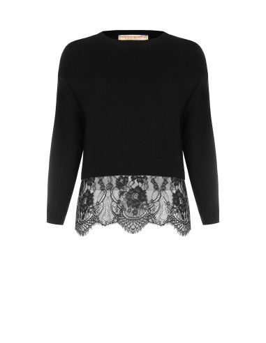 Curvy cropped trui met kanten zoom met bloemen Rinascimento Curvy