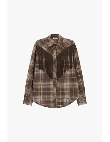 Geruite blouse met franjes en knopen aan de voorkant Dixie