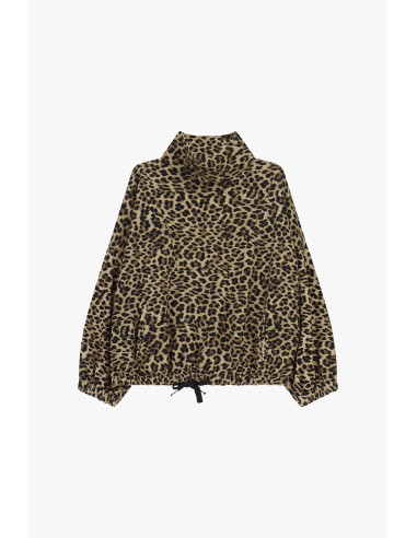 Dierenprint-sweater met hoge kraag en trekkoord Dixie