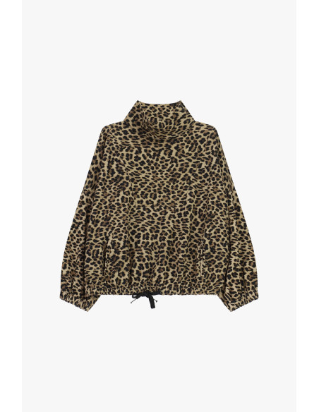 Dierenprint-sweater met hoge kraag en trekkoord Dixie