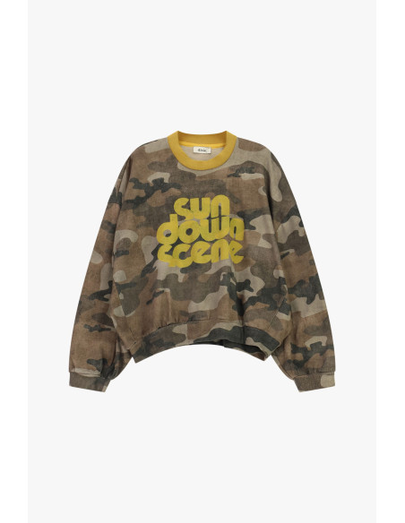 Camouflage-sweater met ronde hals en grafische print Dixie