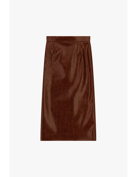 Lange rok met krokodilleneffect en hoge taille Dixie
