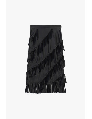 Halflange rok met diagonale franjes Dixie