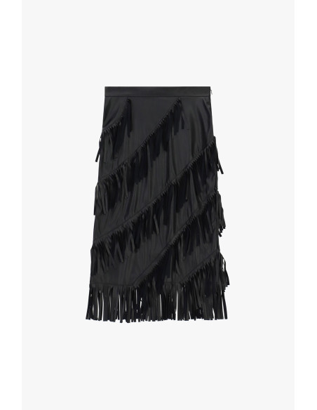 Halflange rok met diagonale franjes Dixie