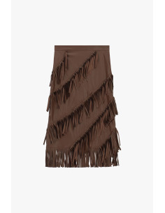 Halflange rok met diagonale franjes Dixie