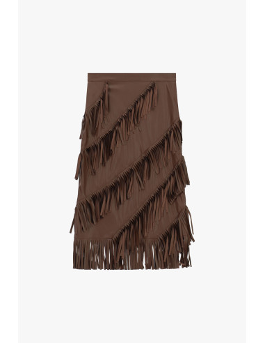 Halflange rok met diagonale franjes Dixie