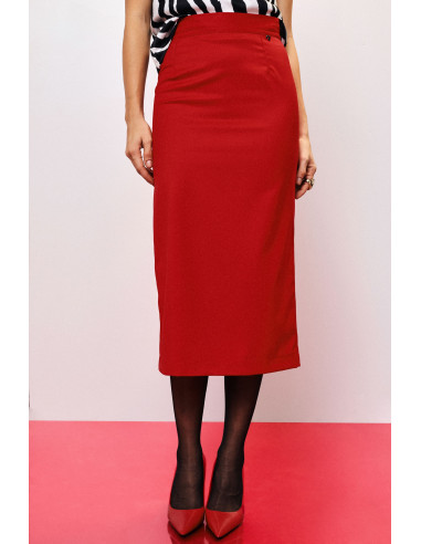 Effen midi-rok met hoge taille Dixie