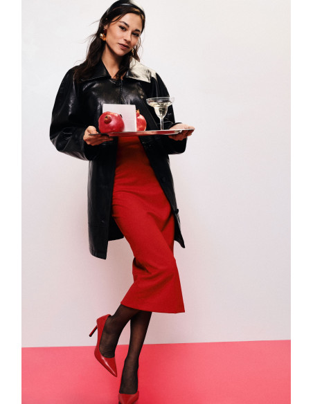 Effen midi-rok met hoge taille Dixie