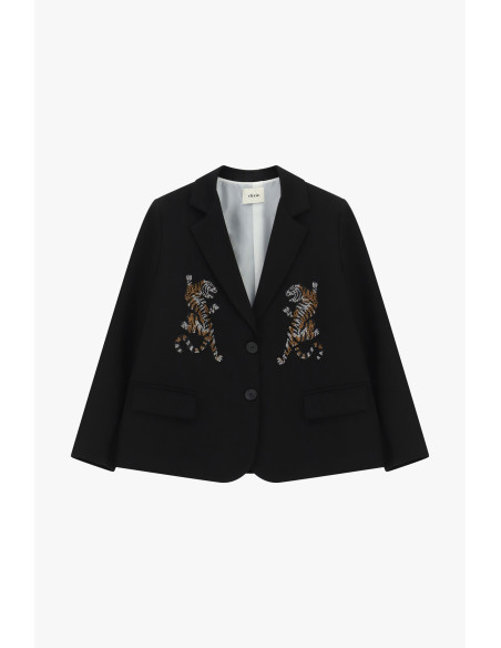 Blazer met tijgerborduursel en klepzakken Dixie
